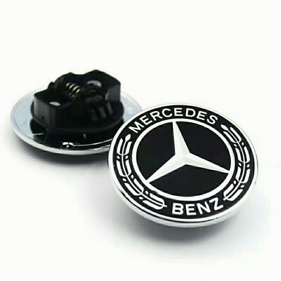 57mm front cover for MB C400 C43 C63, silver/black embroidered flat bottom with LAUREL WREATH badge