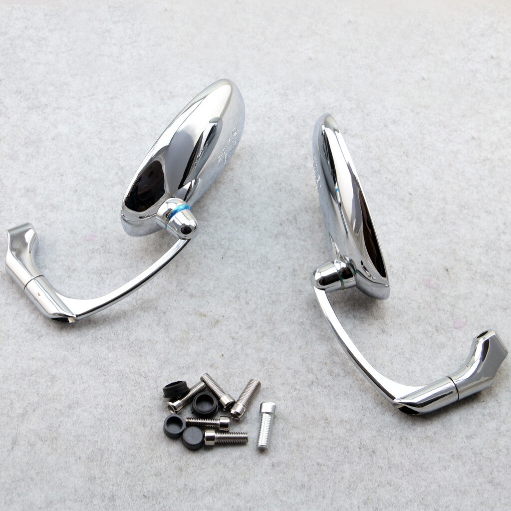 Motorcycle silver rearview mirror universal circular retro-modified 8/10mm screw