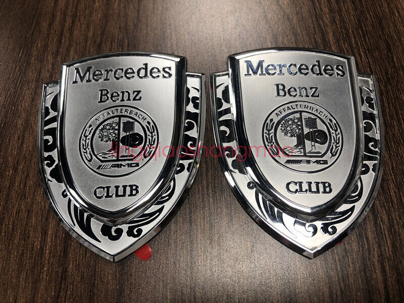 Car Body Emblem Rear Trunk Lid Badge Silver AFFALTERBACH Club for Mercedes