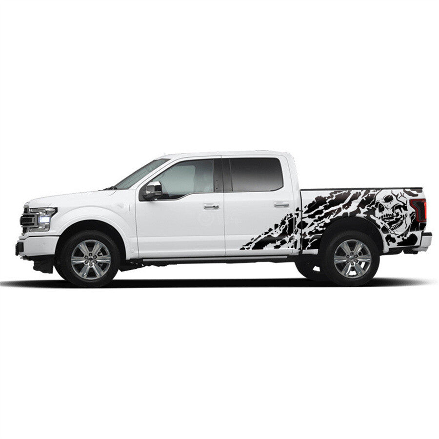 2Pcs Black Rockfall Skull Truck Body Decal Vinyl Sticker for Pickup 4x4 Off Road Q