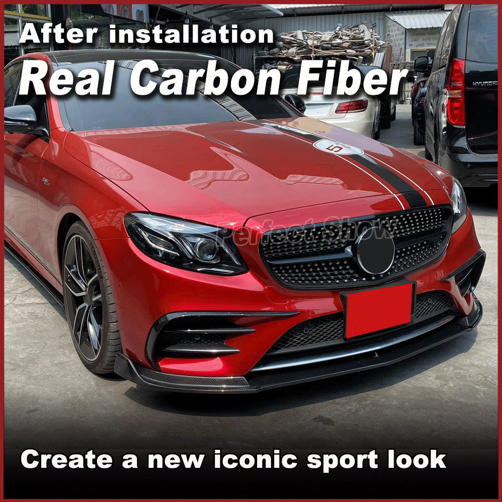 6PCS REAL CARBON Front Bumper Splitter Canard Fins for Benz W213 E400 E43 17-19