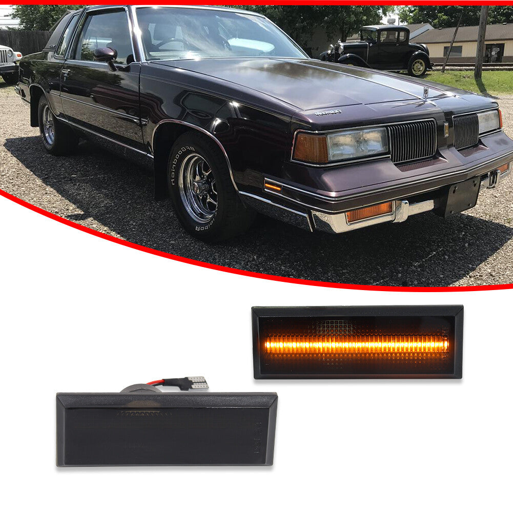 Suitable for Cutlass smoked lens front fender amber LED side marker light from 1981-1988- v