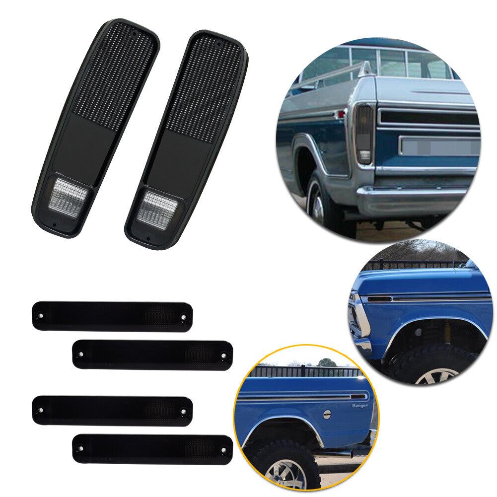 4pcs Side Marker Lights + 2pcs Tail Light Smoked Housings for 1973 - 1979 for Trucks - v