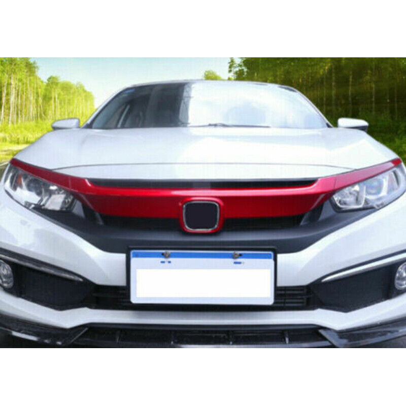3x for Honda for Civic 2016-21 Red Front Bumper Mesh Grill Grille Molding Cover trim