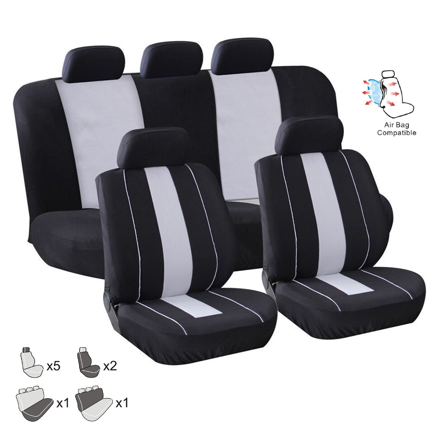 Car for Seat Cover Interior Accessories Mesh Sponge Breathable 9Pcs Set Accessory