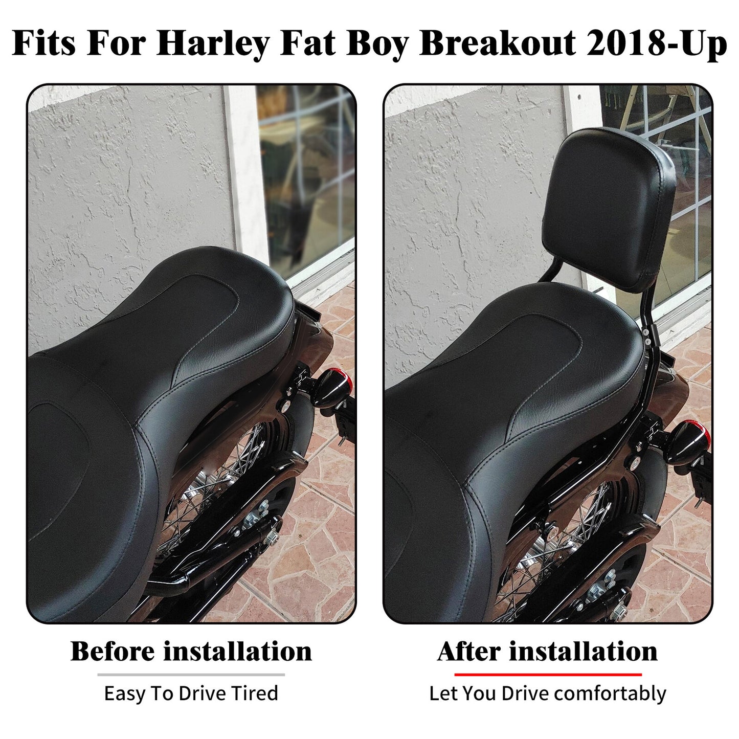 Rear Sissy Bar Passenger Backrest for Harley Fat Boy Breakout FXBR FLFB 18-2024
