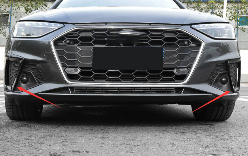 Fit for Audi A4 A5 B9 2020-2021 Black Front Bumper Fog Light Lamp Frame Trim 2X
