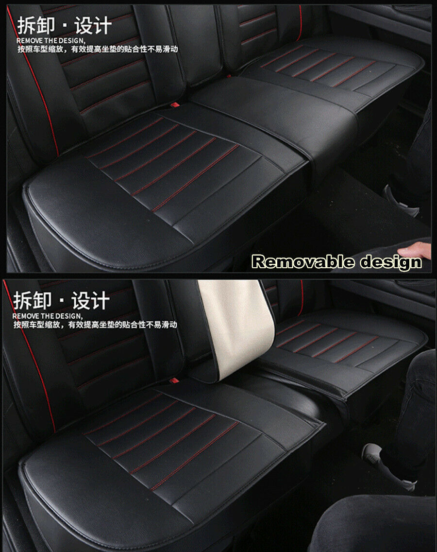 Universal Car Full Set PU Leather Cushion Pad Front+Rear for Seat Covers For 5-Seats Q