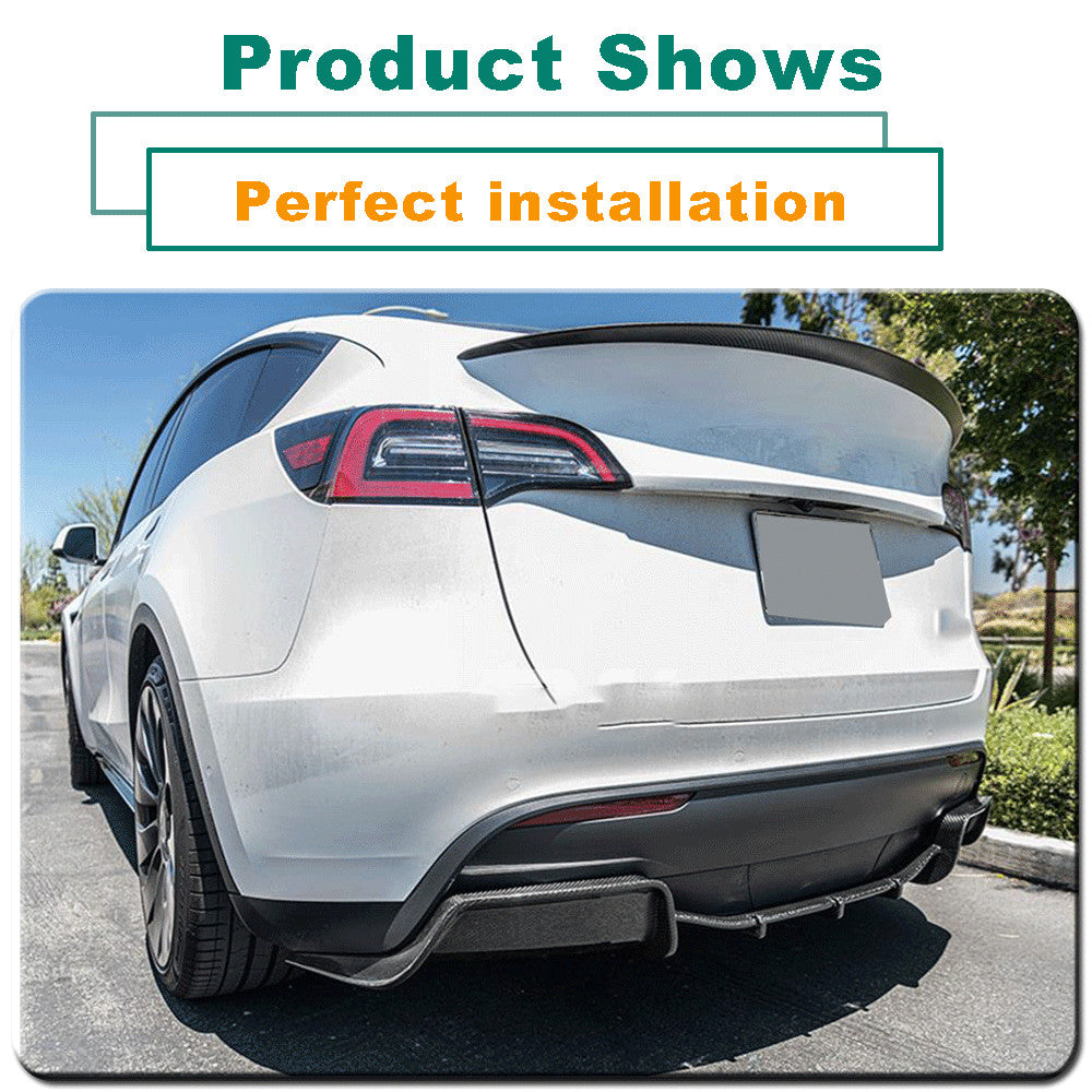 Fit for Tesla for Model Y 2019-2023 Real Carbon Rear Bumper Diffuser Lip Spoiler