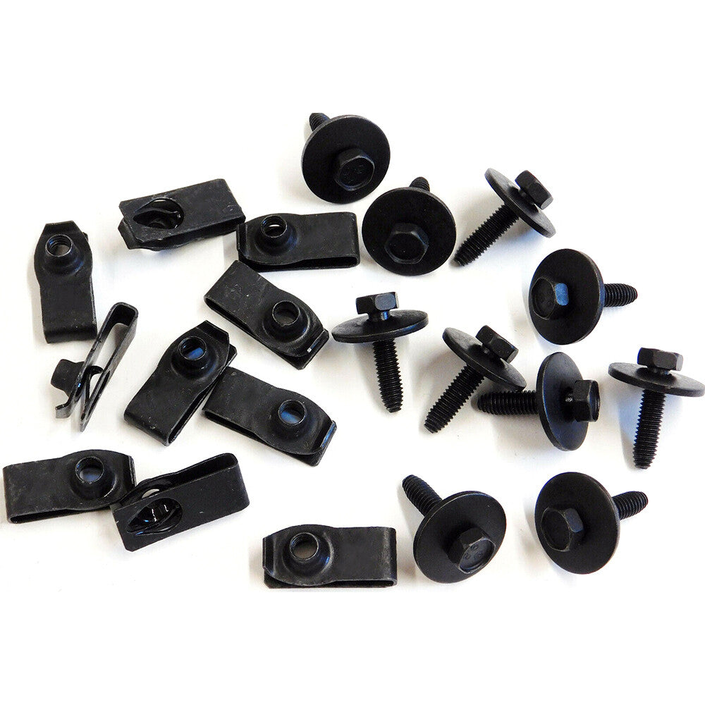 20 Pcs M6-1.0 x 25mm Long- 10mm Hex Body Bolts U-nut Clips for Ford 147163194