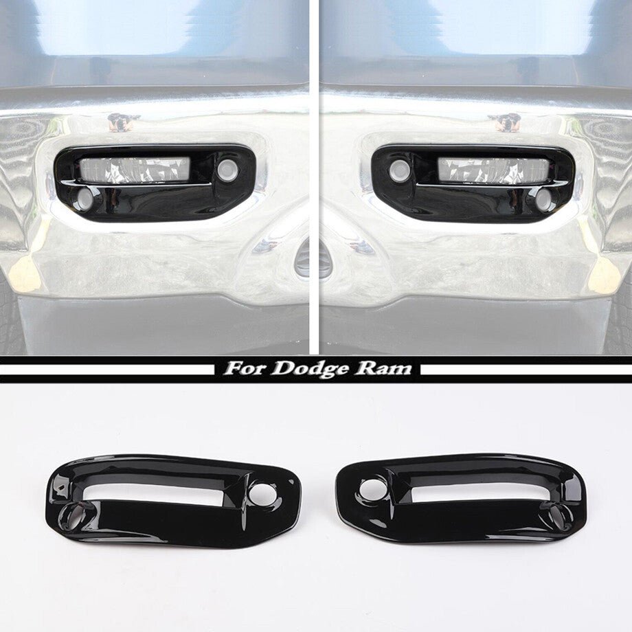 Gloss Black Front Bumper Fog Light Trim Covers for 2019-2024 for Dodge for RAM 1500