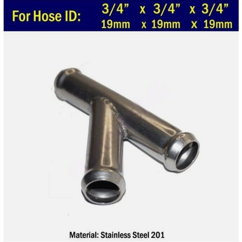 Y Wye 19mm 3/4 in Heater Hose Fitting Adaptor Coolant Pipe Connector Stainless Q