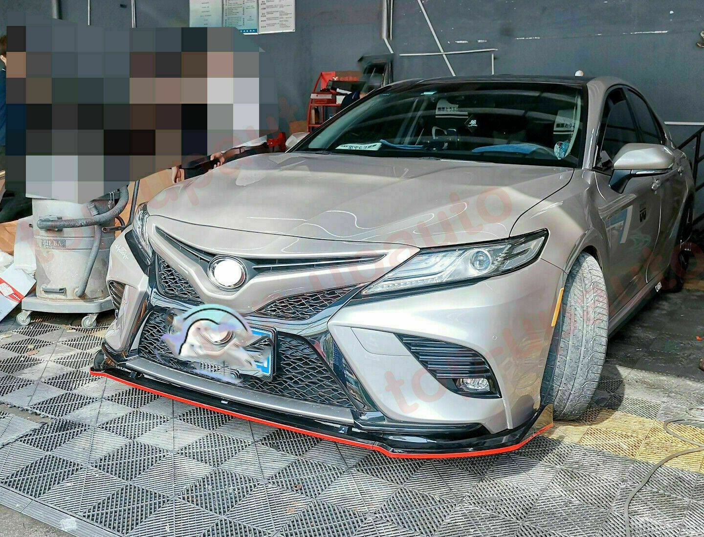 Black W/RED TRD Front Bumper Lip Spoiler Cover Trim for Toyota for Camry 2018-2020
