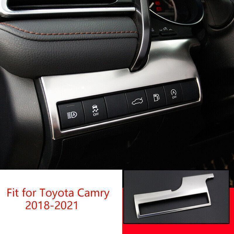 Silver Steel Headlight Switch Control Frame Trim 1PC for Toyota for Camry 2018-2023