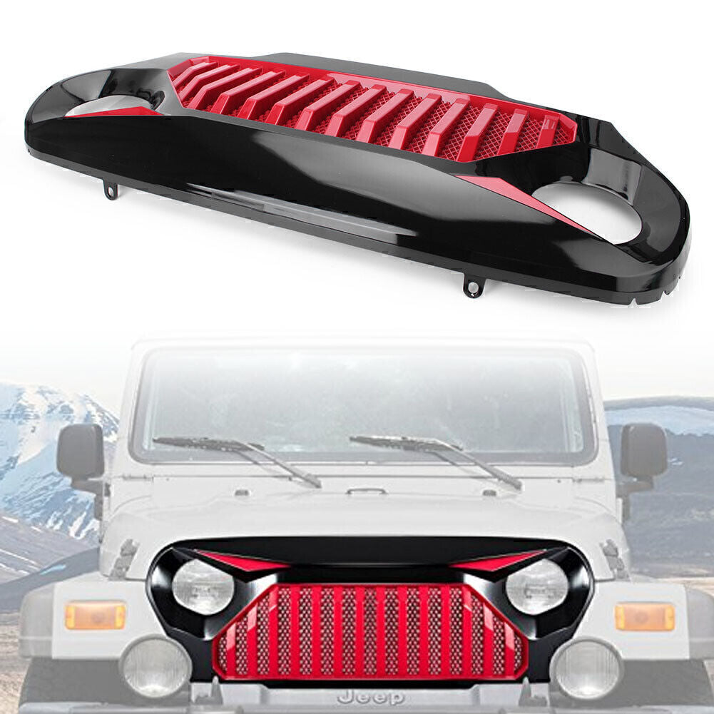 Front Grill ABS Plastic Red+Black For 1997-2006 for Jeep for Wrangler TJ