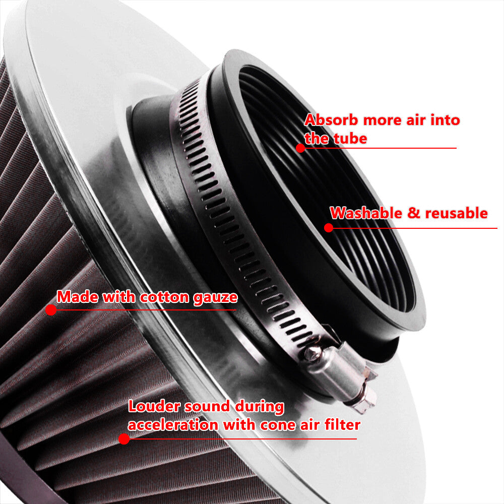 1-Piece 3-inch 76mm Imported Cold Intake Cone Car Truck Air Filter High Performance - n