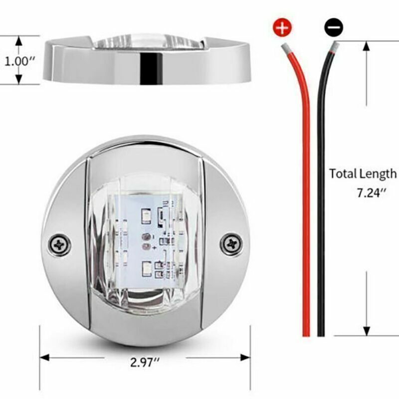 Round Marine Boat LED Courtesy Lights Cabin Deck Stern Light White Amber 12V-24V