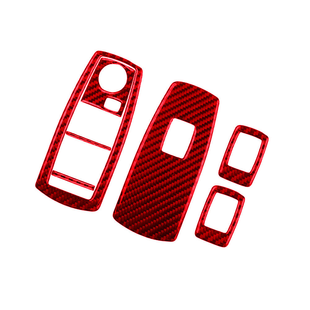 Red Carbon Fiber Power Window Switch Trim Type A for BMW X3 2004-2010