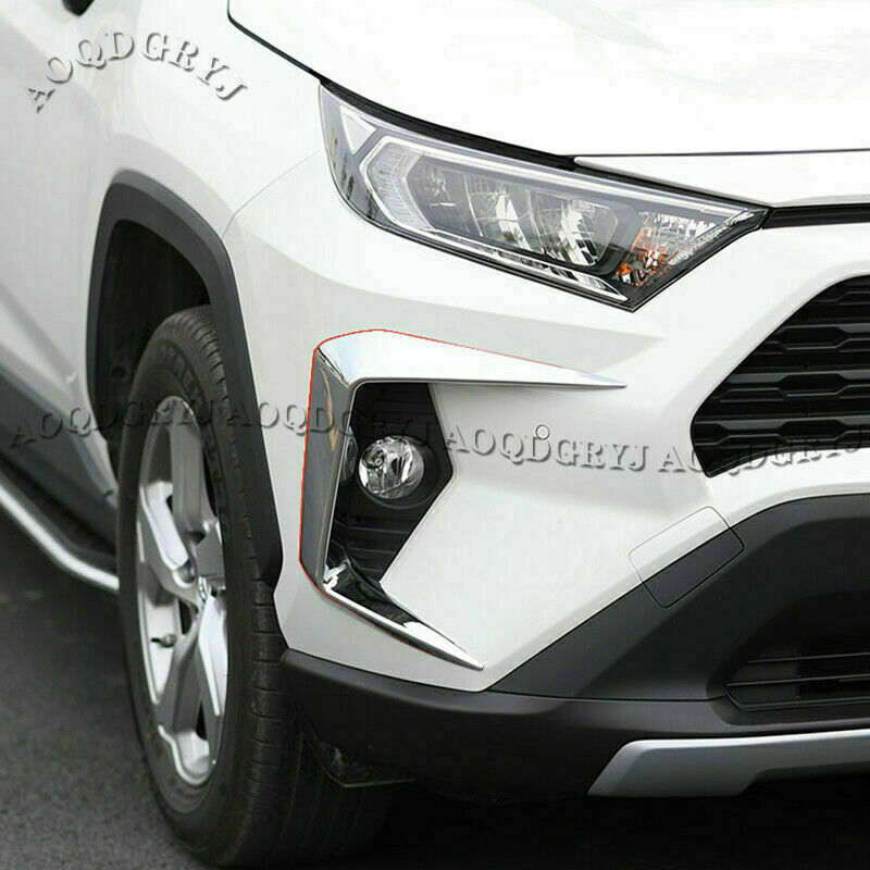 for Toyota RAV4 2019-2023 Chrome Exterior Front Fog Light Lamp Eyebrow Cover 2P
