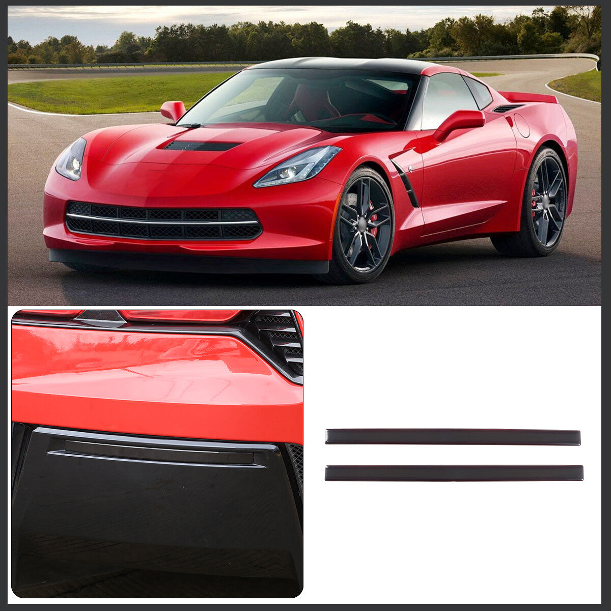 Smoked rear bumper reflector shading kit cover for Corvette C7 14-19
