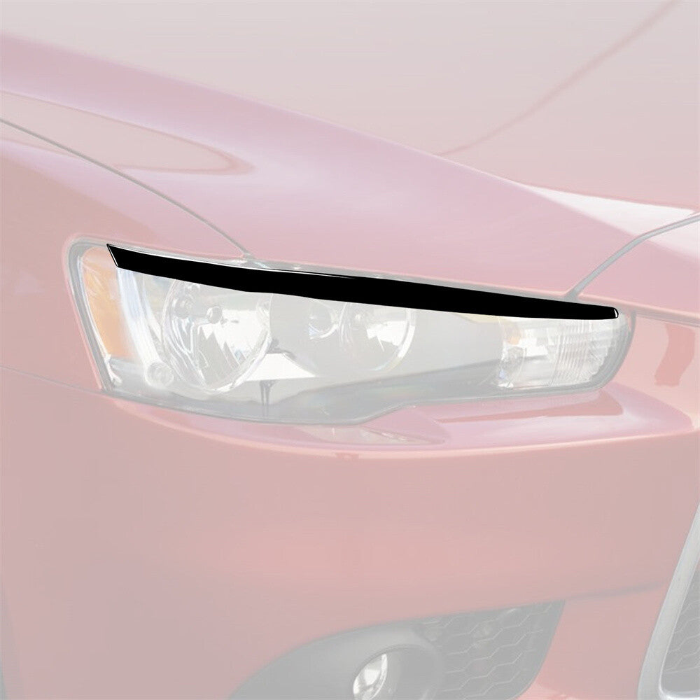 2¡ÁPiano Black Headlight Eyelids Eyebrow Trim for Mitsubishi Lancer EVO 2008-2014