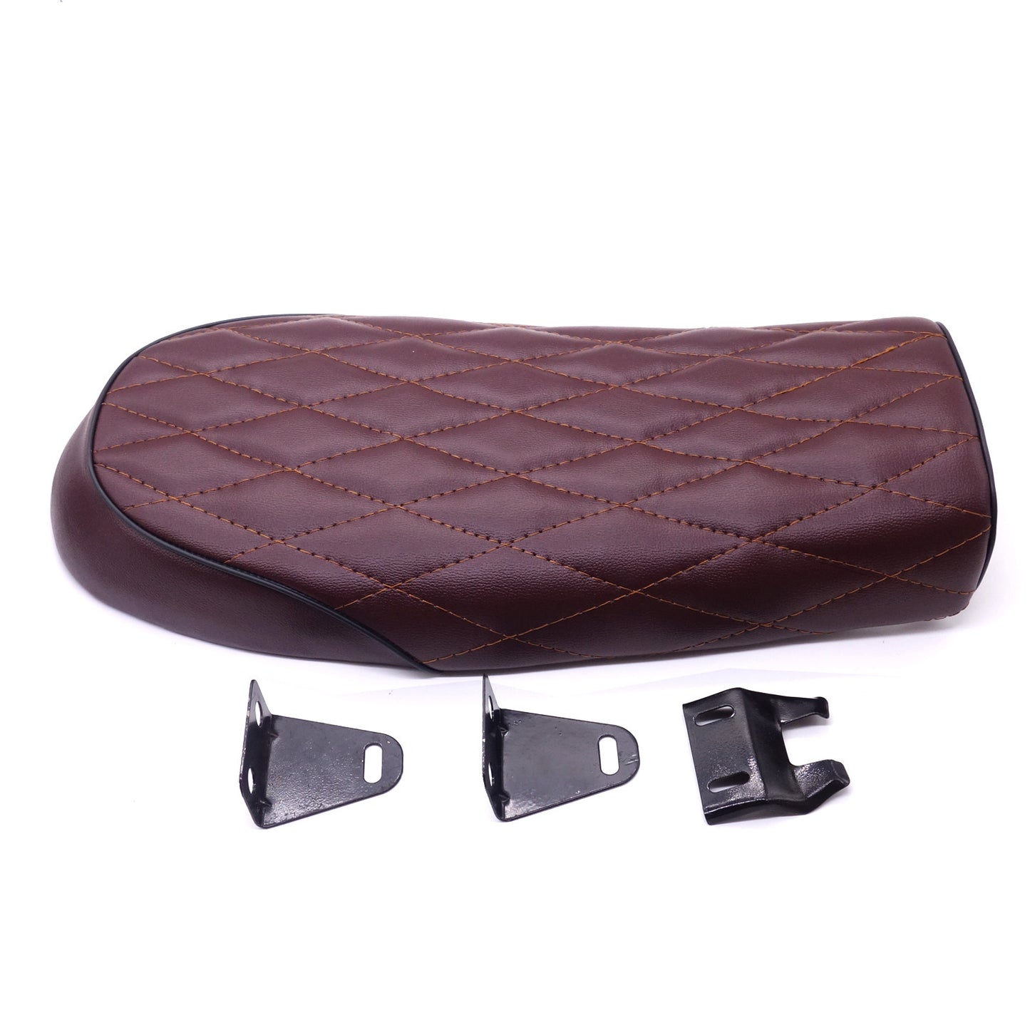 Brown Diamond Flat Brat Saddle Vintage Cafe Racer for Seat for Honda CB200 CB350 Q
