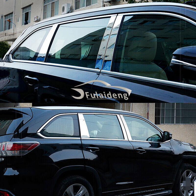 Chrome Stainless Pillar Posts for Toyota Highlander 2014-19 Door Trim Cover Kit