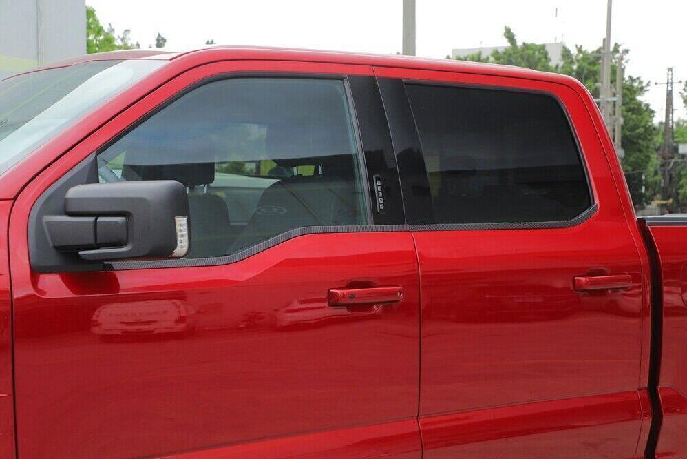 For 2021-2023 for Ford F150 F-150 Carbon Fiber ABS Window Lower Strips Cover Trims