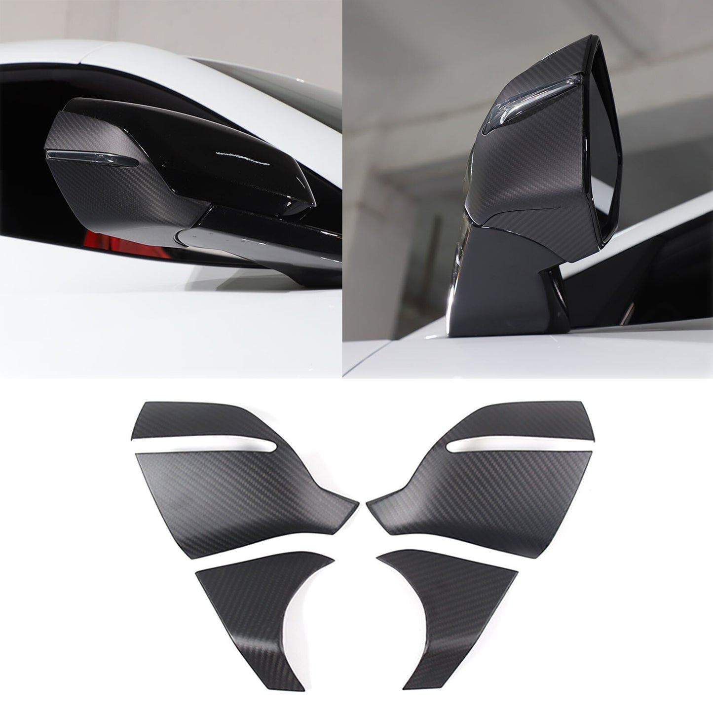 Matte carbon fiber side mirror base cover trim for Corvette C8 Z51 Z06