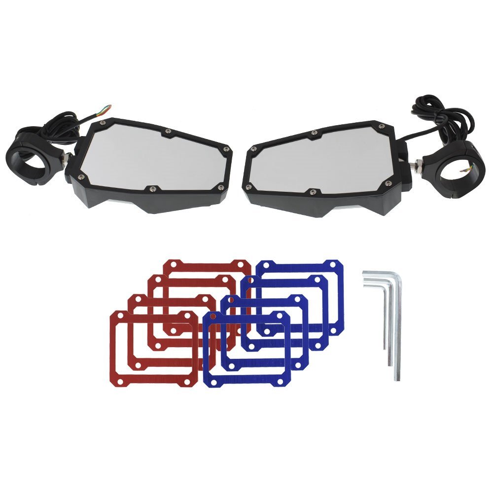Rearview side mirrors with LED lights, suitable for 1.75-inch to 2-inch roll cages, compatible with UTV for Polaris RZR- n