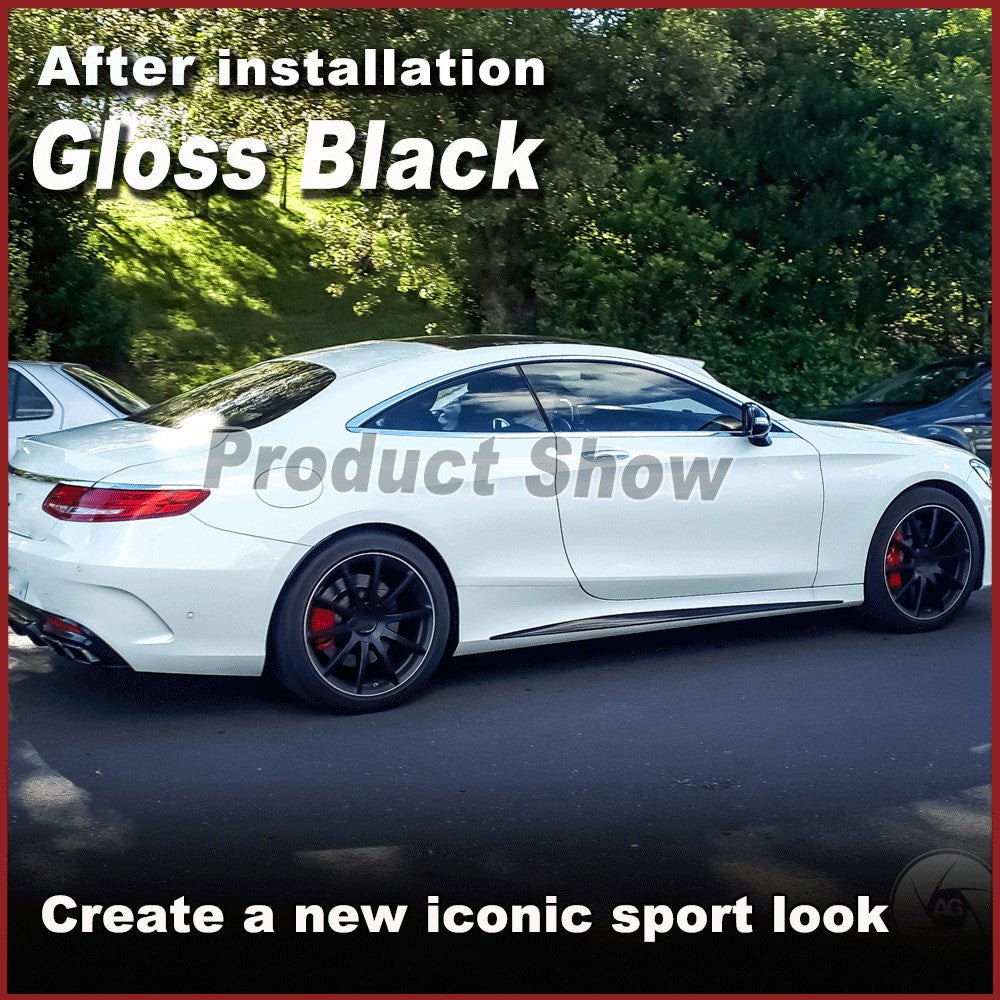 Fit for Mercedes C217 S500 S63 S65 Gloss Black Side Skirt Extension Spoiler Lip