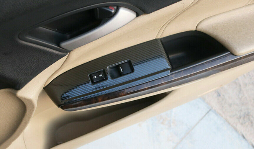 Glass Window Lifting Lock Panel Trim for Honda Accord 08-2013 Steel Carbon Fiber
