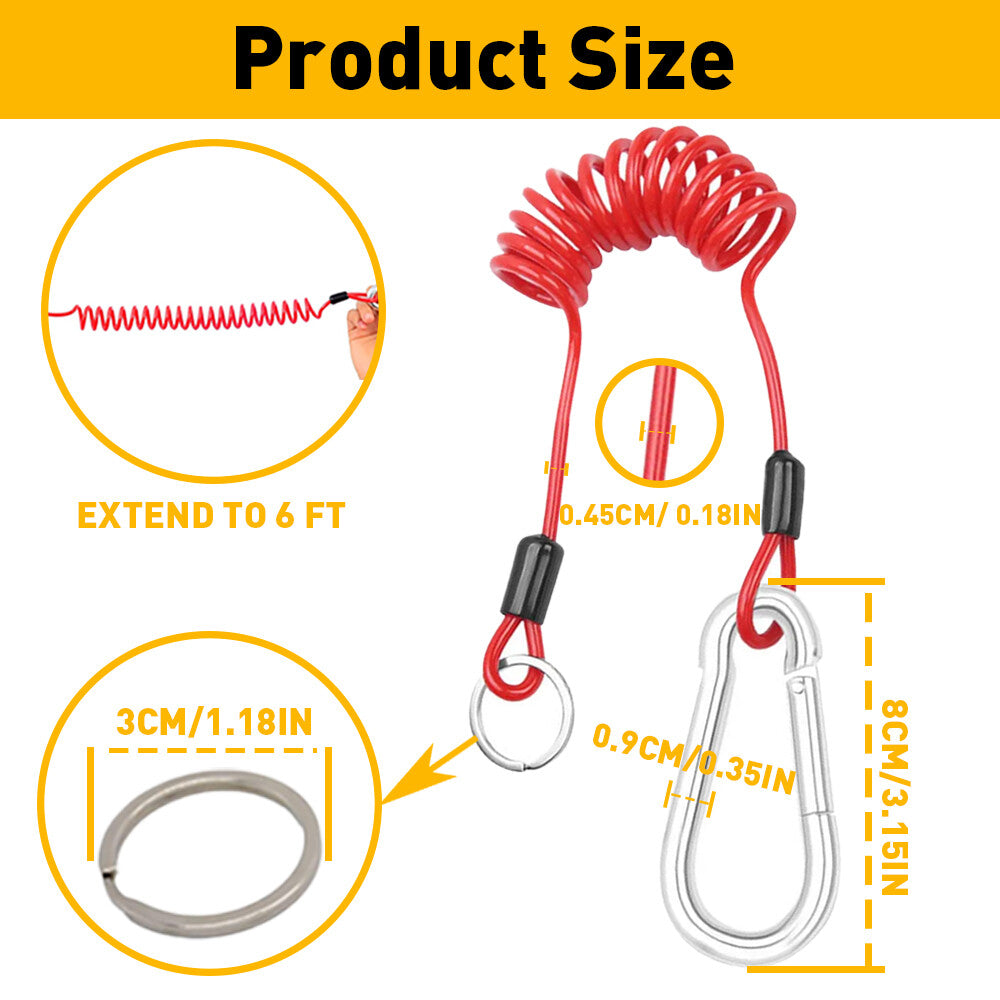6ft Breakaway Trailer Cable Trailer Safety Spring Rope Coiled Brake Band Cable - v