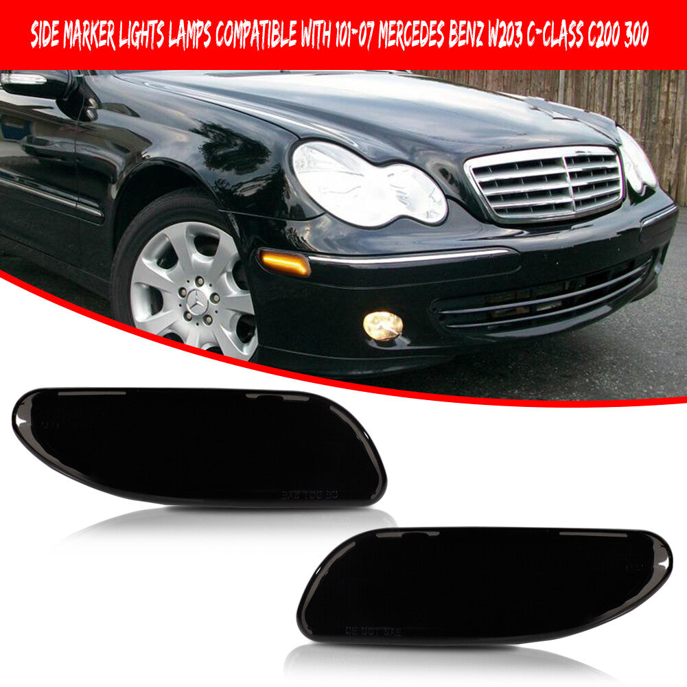 Amber LED front side marker lights for 01-07 W203 C Class C200 300- v