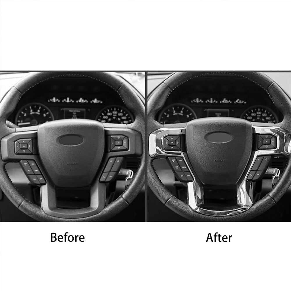 Silver Interior Steering Wheel Moulding Trim Accessories for 2015-2020 for Ford F150