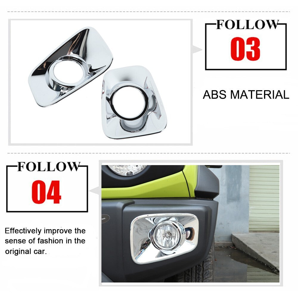 Chrome Front Fog Light Lamp Decoration Cover Trim for Suzuki for Jimny 2019-2023