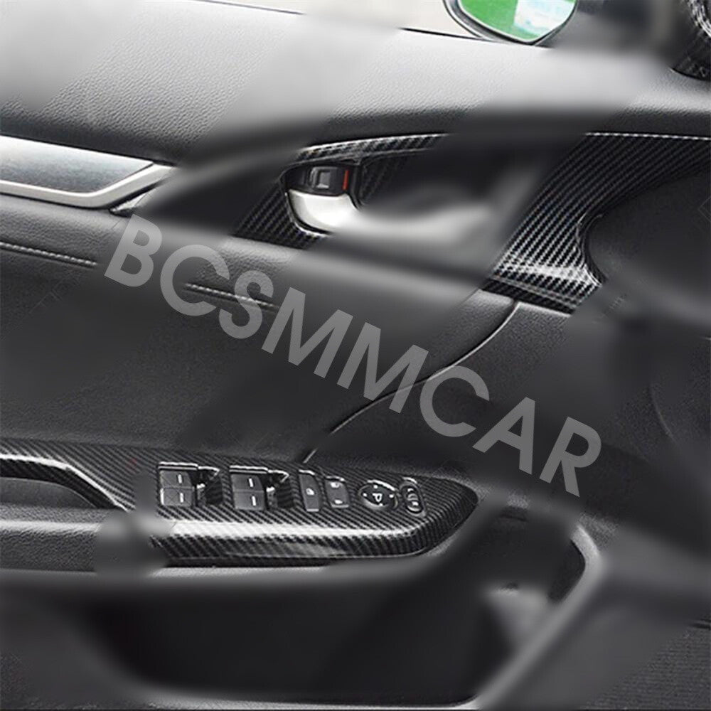 Car Interior Door Window Switch Cover Trim 4pcs Fit for Honda for Civic 2016-2020