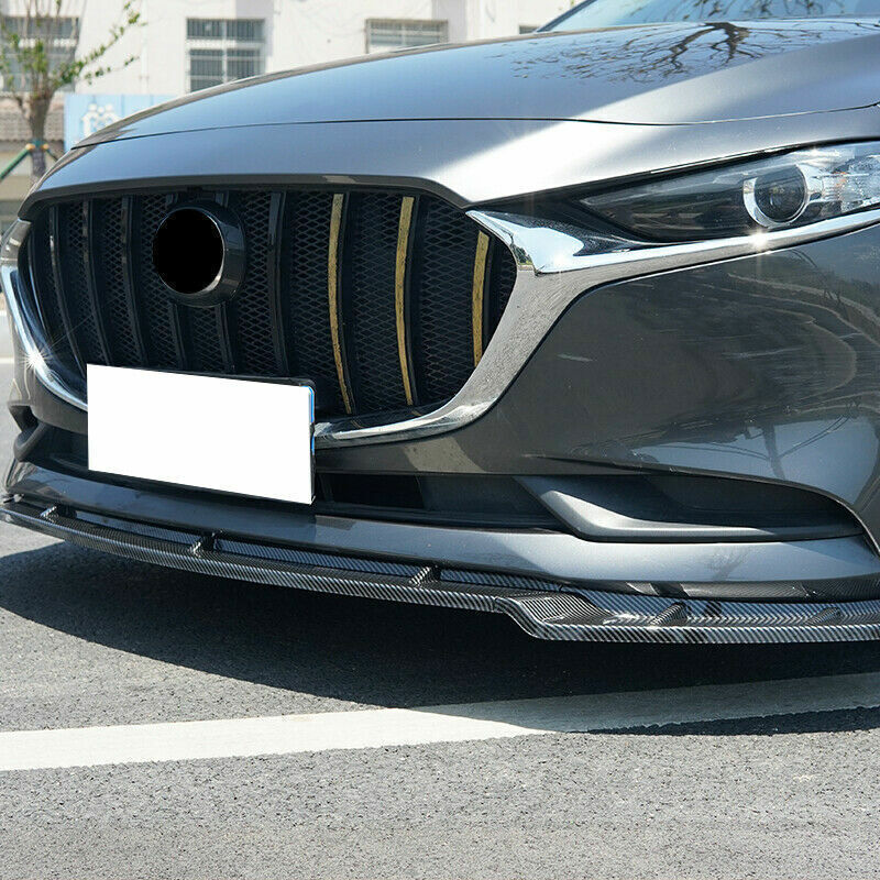 3P Carbon Front Bumper Guard Chin Spoiler Body Kit Trim for Mazda 3 Axela 19-23