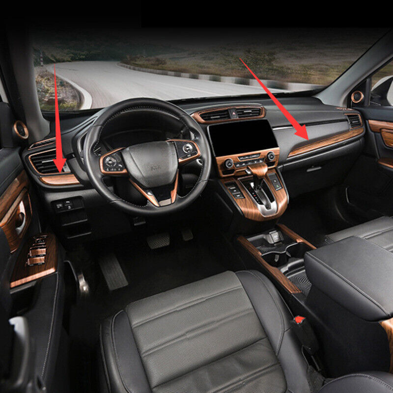 for Honda CR-V 2017-2022 Wood Grain Console Center Dashboard Cover Trim Decor 2x