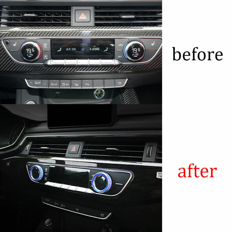 Fit for Audi A4 A5 2020-2024 Blue Aluminum Central Console Ac Knob Cover Trim 2P