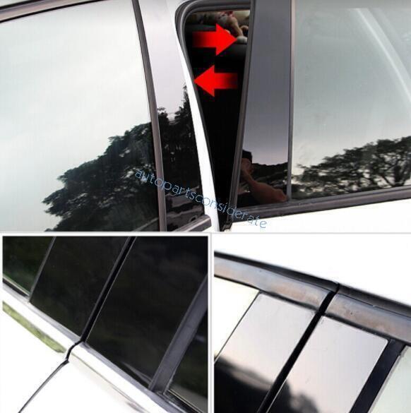 for Toyota for Corolla 14-19 Gloss PC Black Window Center Post Pillar Cover Trims 6P