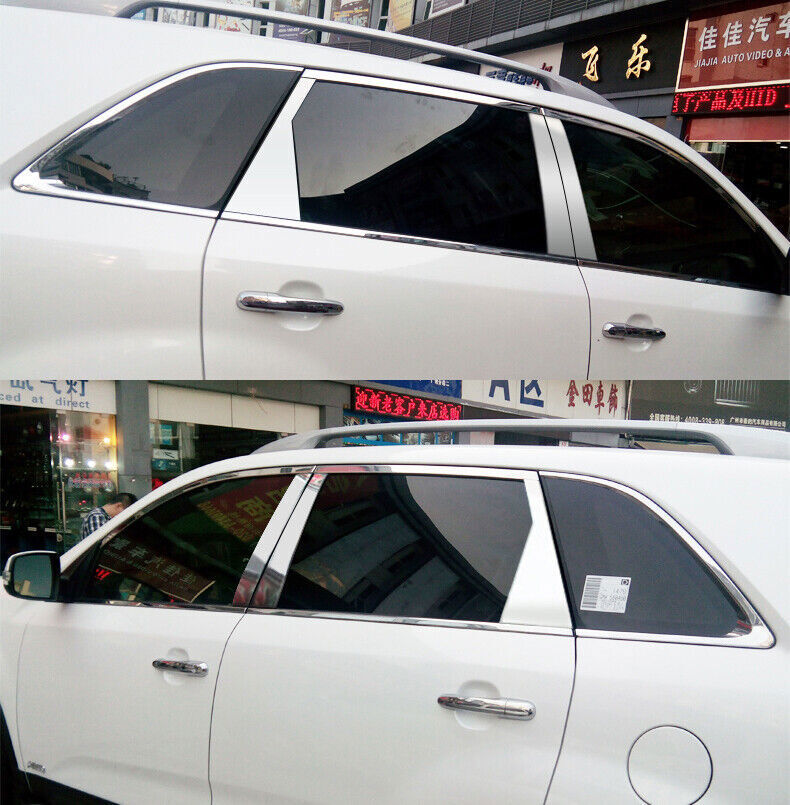 for Kia Sorento 2009-2015 Window Molding Trim Chrome Strips +Pillar Panel Covers