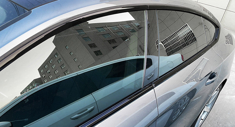 10-piece set of glossy black ABS window trim covers for Audi for A5 S5 2018-2022.
