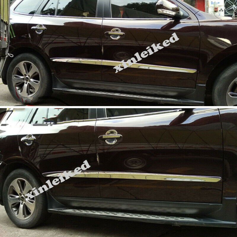 4X for Hyundai Santa Fe 2006-2012 Chrome Body Side Door Molding Cover Panel Trim