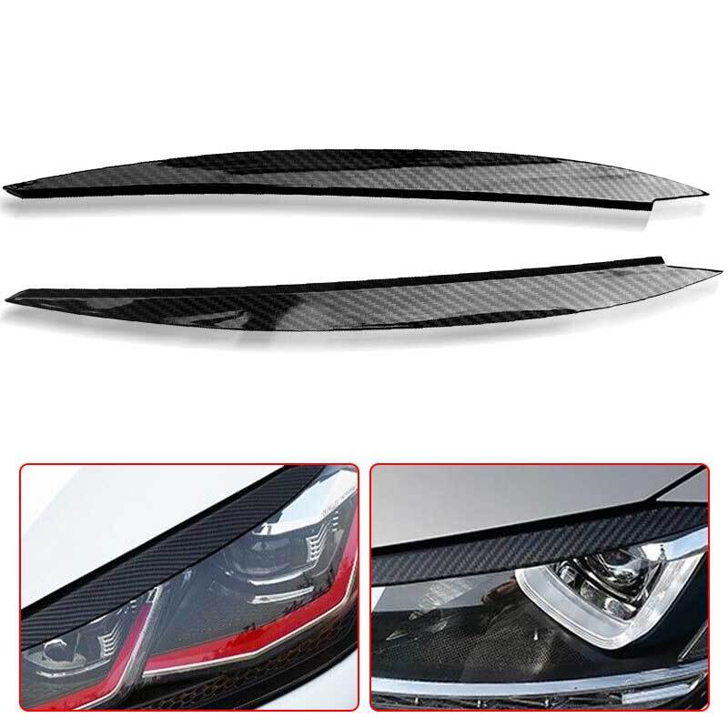 Carbon Fiber Headlight Eyelid Eyebrow Cover Trim for VW for Golf 7 GTD R MK7 2013-18