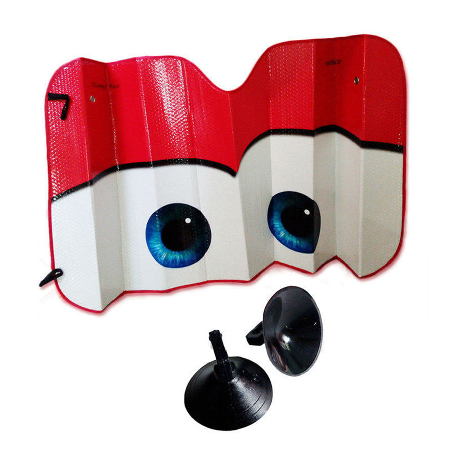 Car Windshield Sun Shade Sun Visor Anti-UV Red Big Eyes Funny Aluminium Foil Q