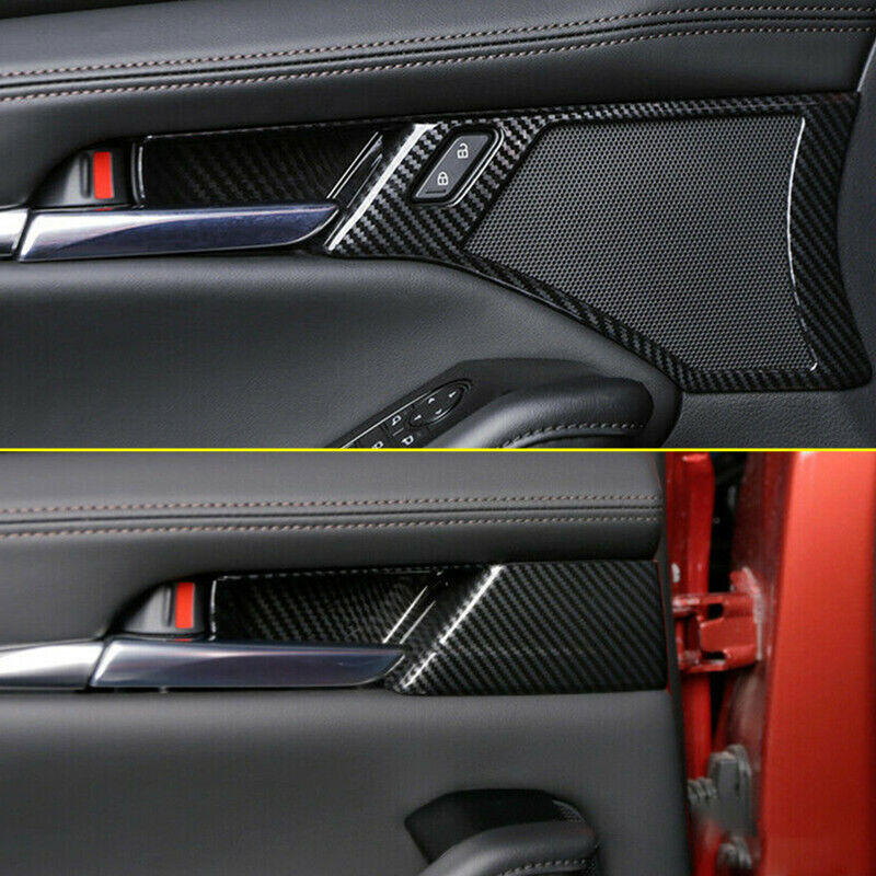 4X for Mazda 3 Axela 19-2023 ABS Carbon Fiber Inner Door Handle Bowl Cover Trim