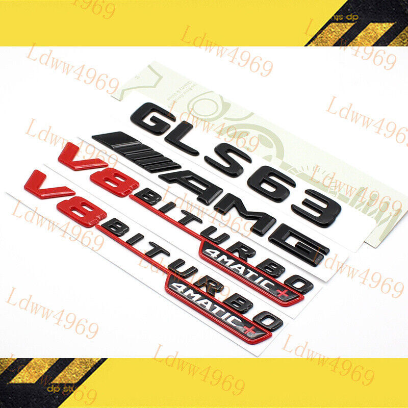 2017 GLS63 AMG V8 BITURBO Badge for X166/X167 GLS63, Full Set in Black and Red