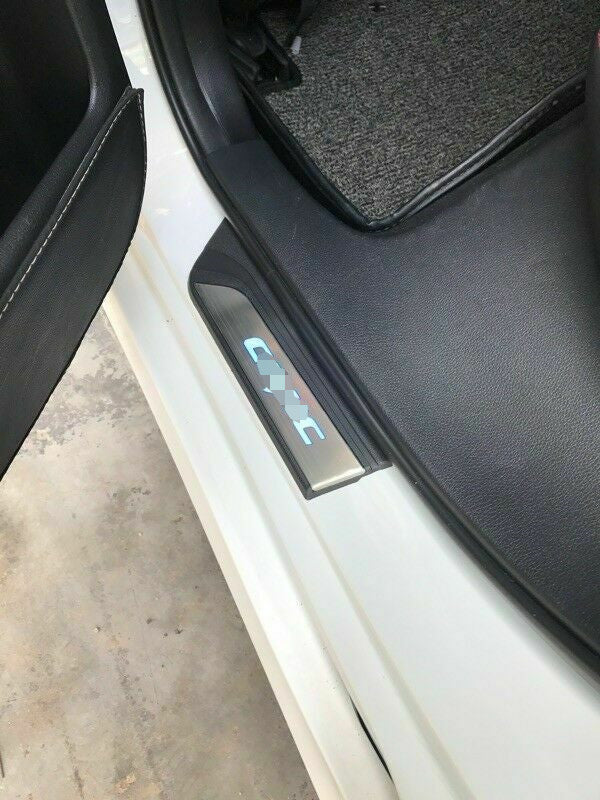 4P for Honda for Civic 2022-2023 Silver LED Side Door Sill Scuff Plate Guard Covers