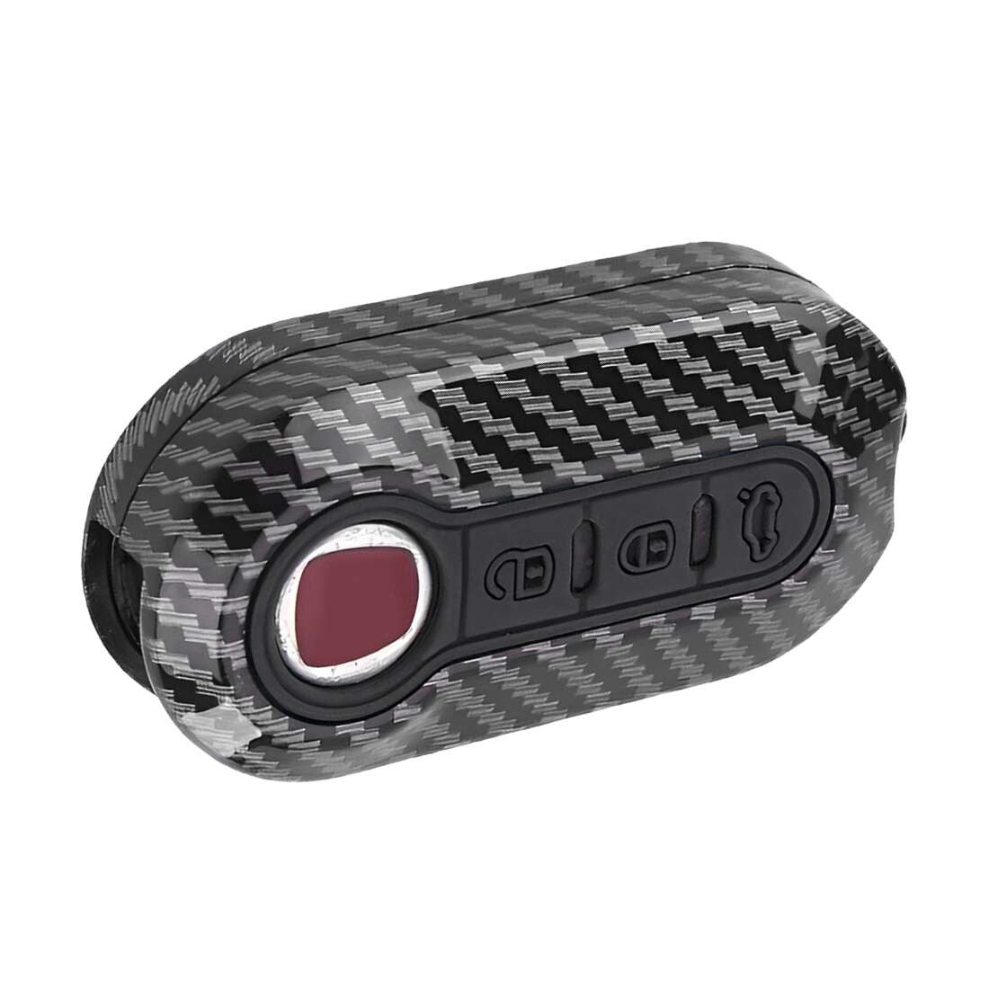 Carbon Fiber Style 3 Button Remote Key Cover Case Fit for Fiat 500
